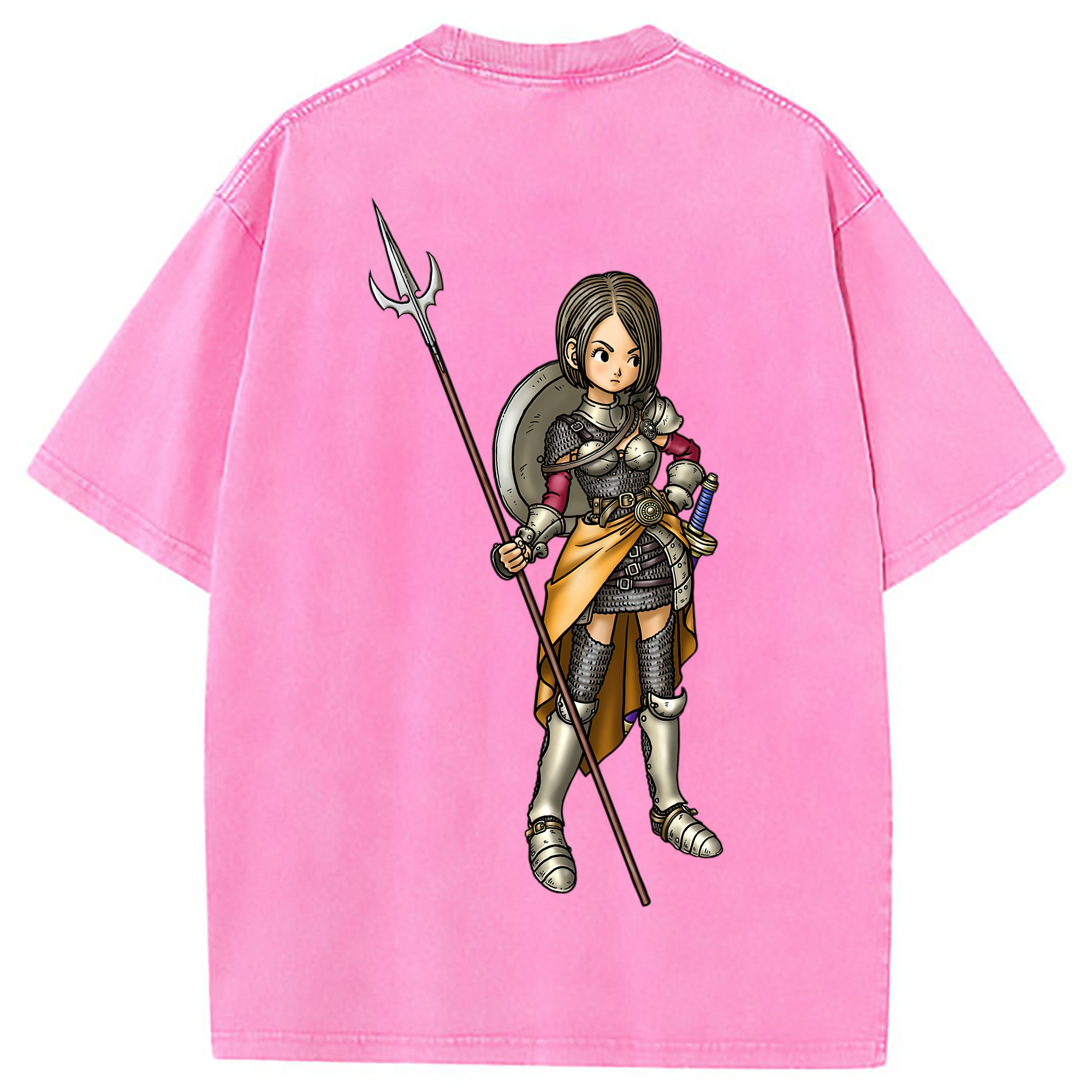 （画像用） ドラゴンクエスト Doragon Kuesuto Dragon Quest 綿100% ヴィンテージ風 半袖Tシャツ（背面プリント）